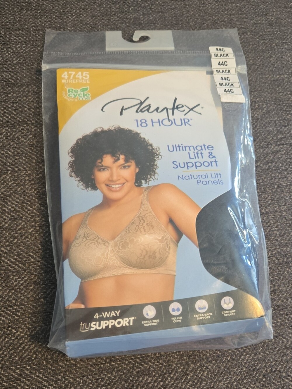 Playtex 18 Hour Black Bra 44C